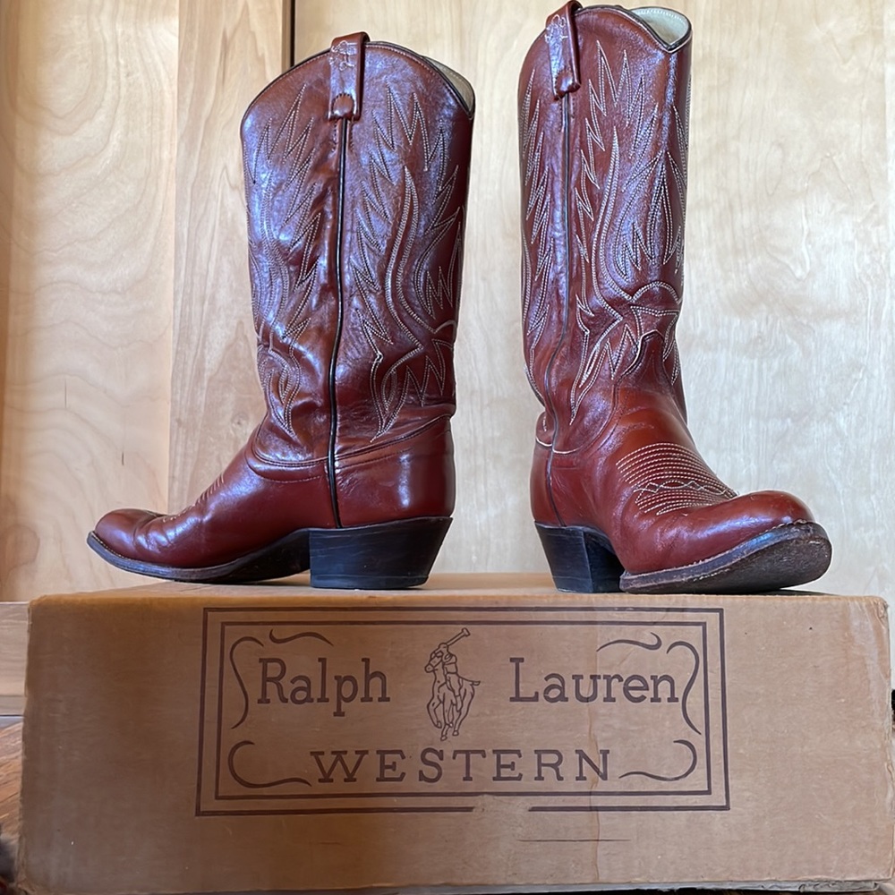 Ralph Lauren Western leather cowboy boots In ORIGINAL Box rare 1980’s